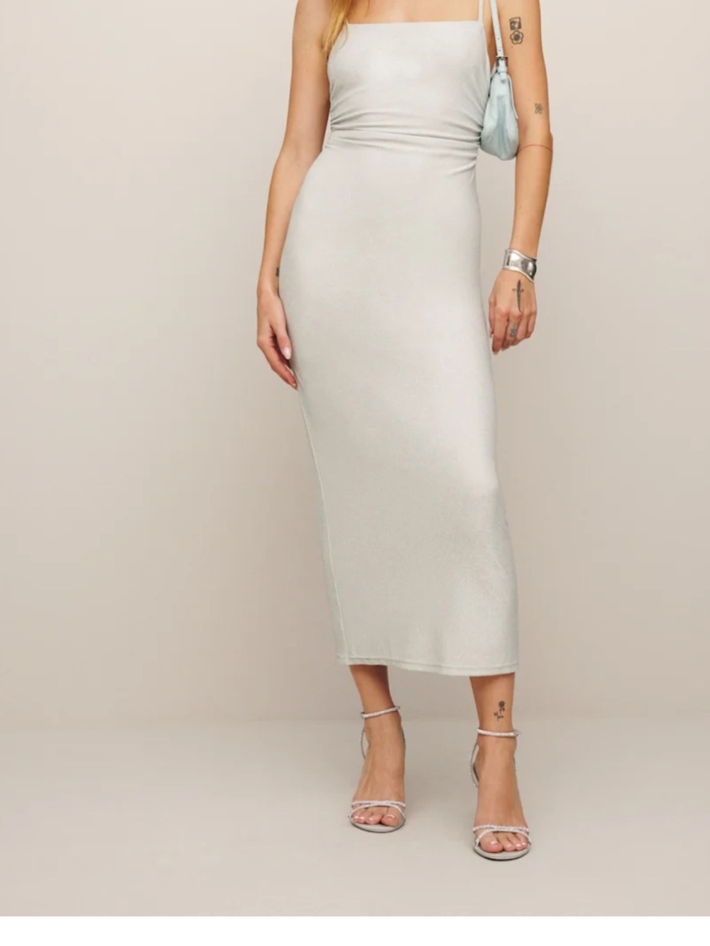 Reformation Cream Midi Slip Dress